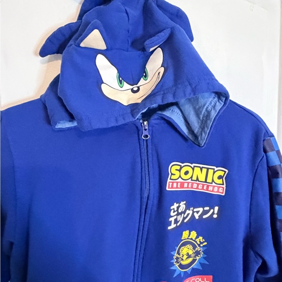 Sonic The Hedgehog Blue Kids Hoodie jacket  zip sz 18 XXL - Picture 9 of 10